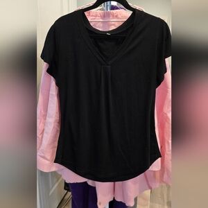 Black V-Neck Women's Top